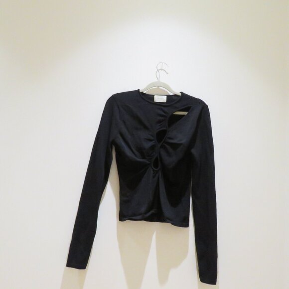 DISSH Monique Long Sleeve Knit Top in Black Cut Out Minimalist Evening - Size L - Picture 5 of 13
